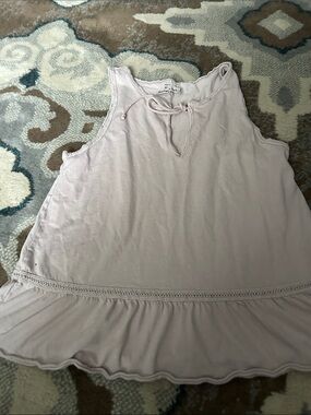 Abercrombie & Fitch Dusty Pink Ruffle-Hem Tie Neck Tank